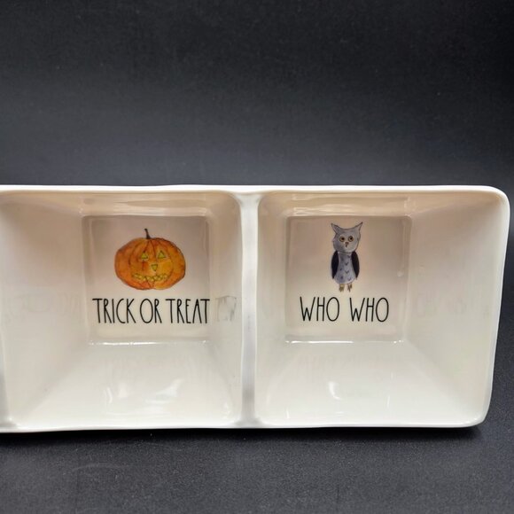 Rae Dunn Melamine Halloween Divided 3 Section Dish Black Cat Jack Olantern Boo - Picture 6 of 14